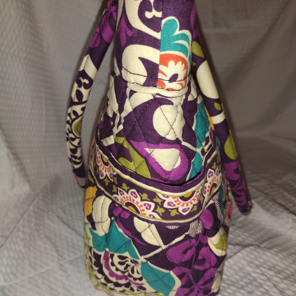 Vera Bradley Plum Crazy Pleated Tote Shoulder Bag 16"x12" x5" - Picture 5 of 12